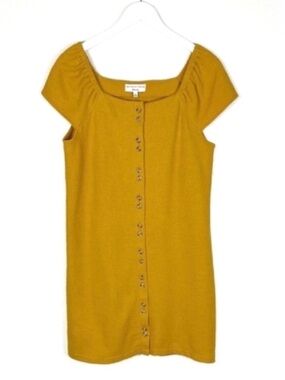 Madewell cotton boucle nubby Texture & Thread button Euro Summer dress size M